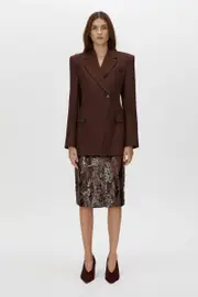Aster Fitted Wool Blazer in Almandine Brown - CAMILLA AND MARC® C&M