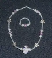 OOAK!! HANDMADE Beaded Lampwork Bead ANKLET & matching TOE RING Stretchy Cord