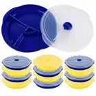 12 Pk Meal Prep Containers 3 Compartment Plate W/ Lids Reusable Food Containers