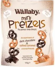 Wallaby Mini Pretzels Assortment of Dark Chocolate&Salted Caramel G/F 120g