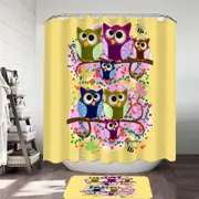 Children Cute Multi Colored Owls Shower Curtain