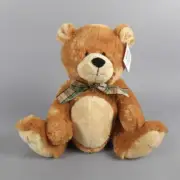 Russ Barron Bear Brown and Tan Plush Teddy Bear with Plaid Bow New with Tags