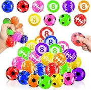 28 Pack Valentine's Day Gifts for Kids Prefilled Soccer Baseball Football Pool Stress Balls for Valentine's Day Cards for Kids School Anxiety Sensory Fidget Toys Classroom Exchange Gift Party Favors