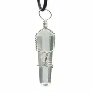 (1) Clear Quartz Wire Wrapped Double Terminated Crystal Wand Pendant w/Card