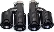 Compatible For BMW Double Carbon Fiber + 304 Stainless Steel Universal Performance Carbon Fiber Exhaust Tip Black Muffler Tip(IN 64-93MM 2)