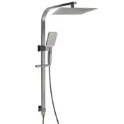Gun Metal Dual Shower Set 10/12" Square Rainfall Head Handheld Rose Silde Rail Arm Diverter Mixer