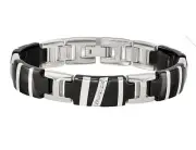 Mens Black Titanium Bracelet with Diamonds 1/10 Carat (ctw) 8.50 inches)