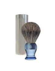 eShave Fine Badger Shaving Brush (Travel with Canister) Blue Brand New