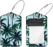 [CWAGFEQZ] 2-Pc Luggage Tags for Suitcases,Travel Tags for Luggage,Palm Tree Tropical