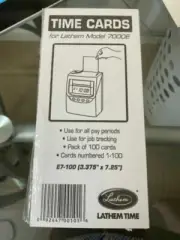 Lathem Time Time Card for Lathem Model 7000E Numbered 1-100 Two-Sided 100/Pack