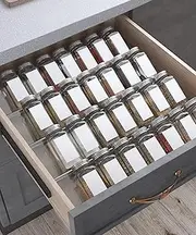 Antimbee Spice Drawer Organizer, 4 Tiers Clear Acrylic Slanted in Drawer Seasoning Jars Insert, Hold up 30 Spice Jars Kitchen Drawer Countertop Rack Tray (Jars not Include)