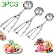 3Pcs Ice Cream Scoop Set Stainless Steel Cookie Scooper Ergonomic Ice guvHY