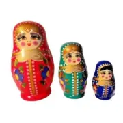 World Market Matryoshka Nesting Dolls Hand Painted Wood 3-Pc 4.5-inch Gift NEW