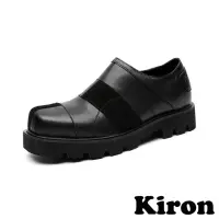 在飛比找momo購物網優惠-【Kiron】方頭休閒鞋/復古軟皮異材質拼接方頭舒適休閒鞋-