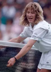 Steffi Graf of Germany in action against Martina Navratilova of t - Old Photo 4