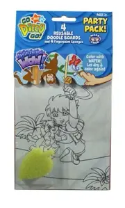Go Diego Go Party Pack - 4 Reusable Doodle Boards and 4 Fingerpaint Sponges