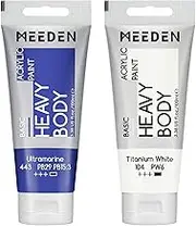 MEEDEN Acrylic Paint Ultramarine Blue: 100ml Heavy Body Acrylic Paint Tube Bundled with Additional Titanium White Colour for Art Craft Painting