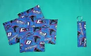 *COASTER SET of 4 and/or KEYCHAIN key ring DEPAUL UNIVERSITY BLUE DEMONS New