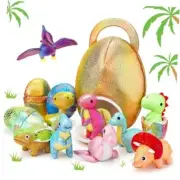 14 Pieces Dinosaur Stuffed Animals Small Dino Plush Toys and Egg Bag Set Cute