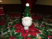 Green Ceramic Christmas Gnome Night Light 6.5"