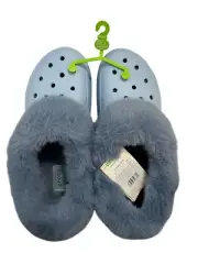 Crocs Unisex Classic Furever Crush Lined Shoes Clog, Light Blue Men 10 Women 12