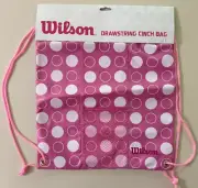 Wilson Drawstring Cinch Bag/Backpack Pink & White Polka Dot NEW w/Tags!