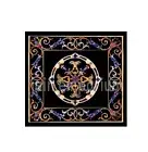 2' black marble square Table Top Inlay Pietra Dura coffee table lapis work