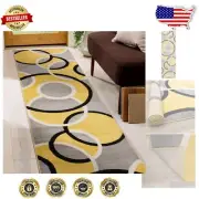 Durable Machine-Made 2' x 10' Abstract Circles Indoor Runner Rug - Easy Maintain