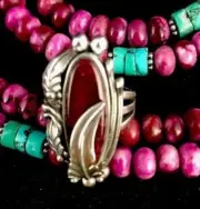 Womens Purple Spiny Oyster Navajo Indian Sterling Silver Ring Size 6 4453