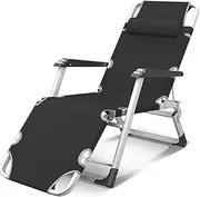 G Loungers and Recliners Black Folding Adjustable Sun Lounger Chair Sunbed Static Load Rust-Resistant for The Beach Pool Outdoor Patio Camping Feet Steel