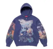 Supreme Frank Frazetta Zip Up Hooded Sweatshirt Washed Navy Size Large