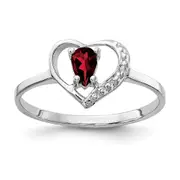 Solid 14k White Gold 5x3mm Pear Simulated Garnet A CZ Ring