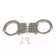Professional Police Handcuffs Hinged Stainless Steel Heavy Duty with Two Keys