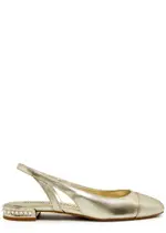 Stuart Weitzman Crystal Leather Slingback Flats - Gold 40 (IT40 / UK7)