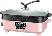 220v Electric Frying Pan 1350w Hot Pot Cooker 7l Large Capacity Hot Plate Non Stick Barbecue Grill Detachable Electric Steamer
