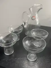 Hand Blown Pitcher with Set Of 4 Glasses