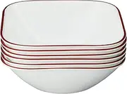 Corelle Vitrelle 6-Piece (22-Oz) Cereal Soup Bowls, Triple Layer Glass and Chip Resistant, Lightweight Square Dinnerware Bowl Set, Splendor