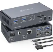 USB C Docking Station with KVM Switch 2 Monitors 2 Computers 4K@60Hz HDMI