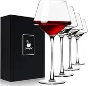 Swanfort Red Wine Glass Set 4,Hand Blown Wine Glass,Lead Free Burgundy Wine Glasses,Large Bowl Wine Glass Set with Box for Party, Wedding, Christmas-14.5 oz