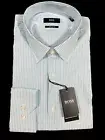 Men's HUGO BOSS Blue White Striped Dress Shirt 16 34/35 Regular Fit NWT NEW