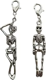 [WYGUYO] 2X Skeleton Clip on Charm, Shoe Charm Zipper Pull, Purse Charm, Weired Jewelry Accessories