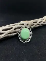 Handmade Native American Navajo fox turquoise sterling silver flower ring size 7