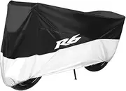 Motorcycle Covers for YA&MAHA YZFR6 YZF R6 1999-2015 Motorcycle Cover Outdoor Rain Protector Covers(Black Silver,XXXXL for 250cm)