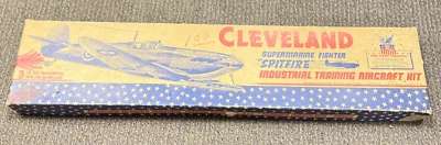 New in Box Vintage Cleveland Spitfire Supermarine Balsa Wood Model Airplane Kit