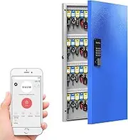 WeHere Key Box (96 Keys)use OTP Code Unlock,Fixed Password/Bluetooth Unlock, Metal Key Lock Box Wall Mount,Great for Key Hooks Manage/Storage Security,App Remotely Generates OTP Codes Without Internet (96keys)