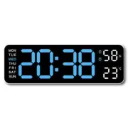 USB Powered 9" Digital Wall Clock Temperature Humidity Weekday Blue