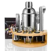 Silvery Cocktail Shaker Set, 12 Pieces Stainless Steel Bartender Kit with Sol...