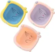 ibasenice Baby Wash Basin Set 3 Pieces Folding Portable Easy to Clean Adorable Cartoon Design for Infants