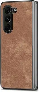 [SYSSRQMS] Flip Case for Samsung Galaxy Z Fold6 5G, [PU Leather] + [PC Hard Shell] Combined Phone Case, Thin and Light Flip Protection Cover for Samsung Galaxy Z Fold6 5G Brown