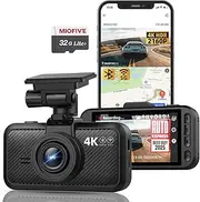 Miofive 4K/2160P Front Dash Cam for Car, Built-in 5G Wi-Fi, Bluetooth, GPS, 3" IPS Screen, G-Sensor, Night Vision, Loop Recording, HDR, App Control, Supports up to 512GB, Free 32GB Card Included